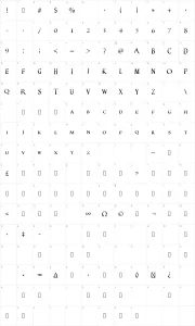 Mapa de caracteres da fonte Darks Skyrim Font