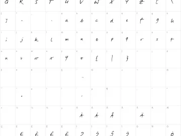 Mapa de caracteres da fonte Darkwoman