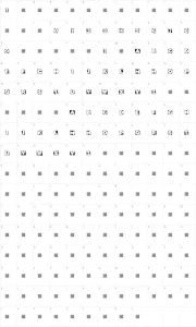 Mapa de caracteres da fonte Dat Box