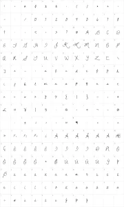 Mapa de caracteres da fonte Dawning of a New Day