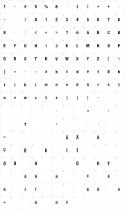Mapa de caracteres da fonte DCC Sharp Distress Black