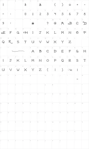 Mapa de caracteres da fonte Dead Hardy