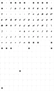 Mapa de caracteres da fonte Dead Stock