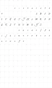 Mapa de caracteres da fonte Dear Joe Four