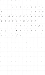 Mapa de caracteres da fonte Dear Joe
