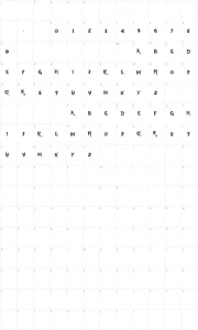 Mapa de caracteres da fonte Dearest Dorothy