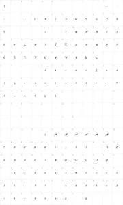 Mapa de caracteres da fonte Death in the Shadow