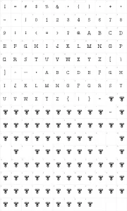 Mapa de caracteres da fonte Deborah Fancy Dress