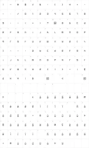 Mapa de caracteres da fonte Decoder