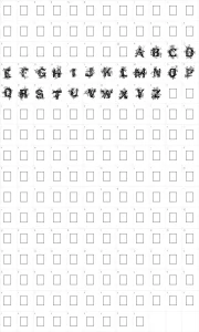 Mapa de caracteres da fonte Deep Woods Initials