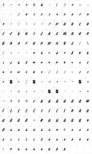 Mapa de caracteres da fonte Deftone Stylus