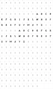 Mapa de caracteres da fonte Delusional