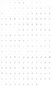 Mapa de caracteres da fonte Deutsche Normalschrift
