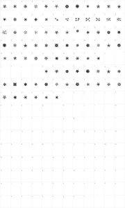 Mapa de caracteres da fonte DH Snowflakes