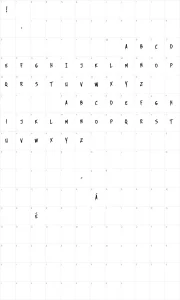 Mapa de caracteres da fonte DHF Story Brush