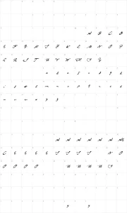Mapa de caracteres da fonte Diesel Rudolf