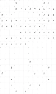Mapa de caracteres da fonte Digit
