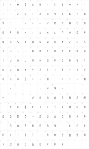Mapa de caracteres da fonte Digital Display tfb