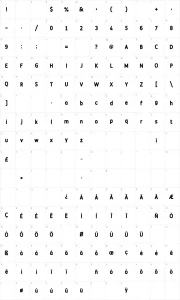 Mapa de caracteres da fonte Discoteca Rounded