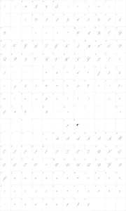 Mapa de caracteres da fonte Distant Stroke