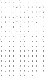Mapa de caracteres da fonte DJ Candy Heart