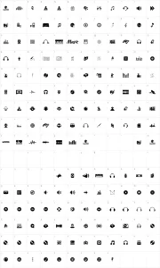 Mapa de caracteres da fonte DJ Icons