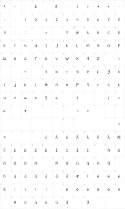 Mapa de caracteres da fonte DK Crayon Crumble