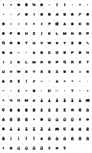 Mapa de caracteres da fonte Domino Jack