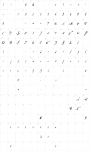 Mapa de caracteres da fonte Don Quixote