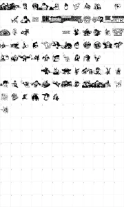 Mapa de caracteres da fonte Donkey Kong World