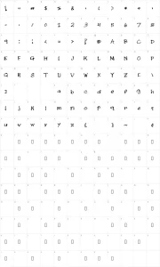 Mapa de caracteres da fonte Double Scratch