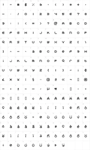 Mapa de caracteres da fonte DoubleOhOne
