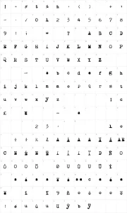 Mapa de caracteres da fonte Draconian Typewriter