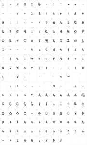 Mapa de caracteres da fonte Dream Love Valentine