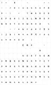Mapa de caracteres da fonte DS Goose