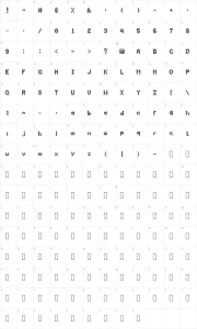 Mapa de caracteres da fonte DS Terminal