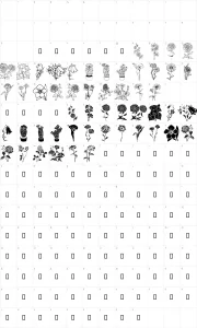 Mapa de caracteres da fonte DT Flowers