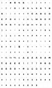 Mapa de caracteres da fonte E-Square