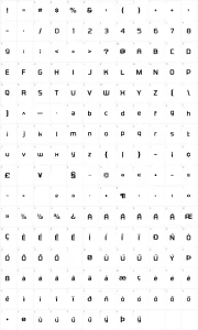 Mapa de caracteres da fonte EaDesigner
