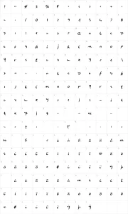 Mapa de caracteres da fonte Eagleclaw