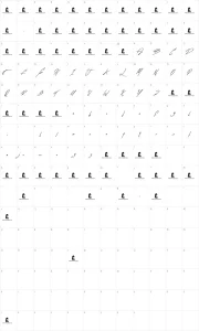 Mapa de caracteres da fonte Early Bird