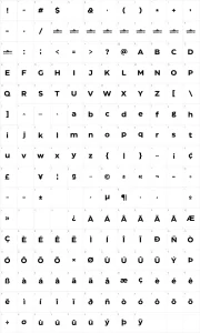 Mapa de caracteres da fonte Eastman