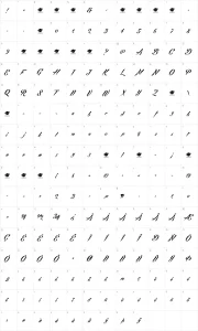 Mapa de caracteres da fonte Echinos Park Script
