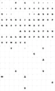 Mapa de caracteres da fonte Egypt Axt