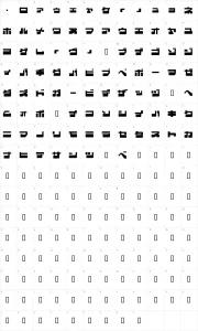 Mapa de caracteres da fonte Eject Jap