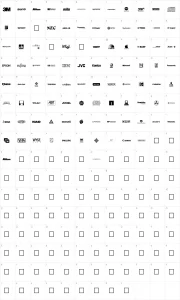 Mapa de caracteres da fonte Electronics