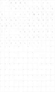 Mapa de caracteres da fonte Elegant Light