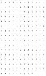 Mapa de caracteres da fonte Elegant Typewriter