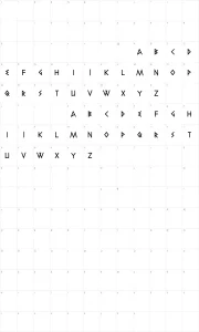 Mapa de caracteres da fonte Elektra