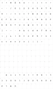 Mapa de caracteres da fonte ElroNet Monospace